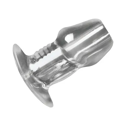 Master Series Dicked Clear Hollow Anal Plug Small