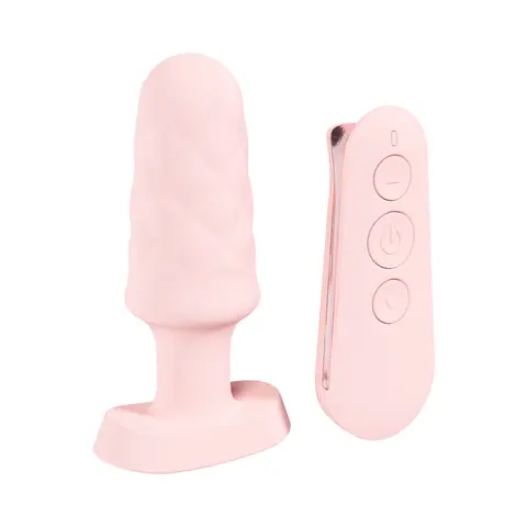 Loveline Velvet Rechargeable Silicone Remote Control Vibrating Plug in Pink