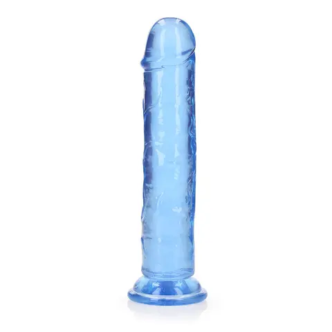 RealRock Crystal Clear Straight 8 in. Dildo Without Balls in Blue