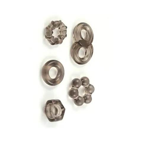 Enhancer Five Piece Cock Ring Set in Black