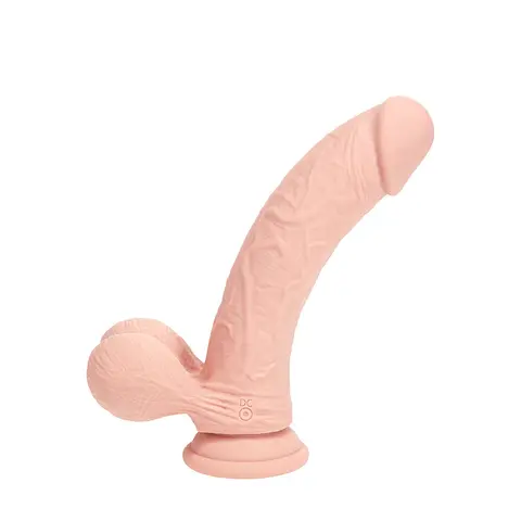 Realrock Realistic Dual Density Vibrating Silicone Dildo with Weighted Balls 7 in. in Beige