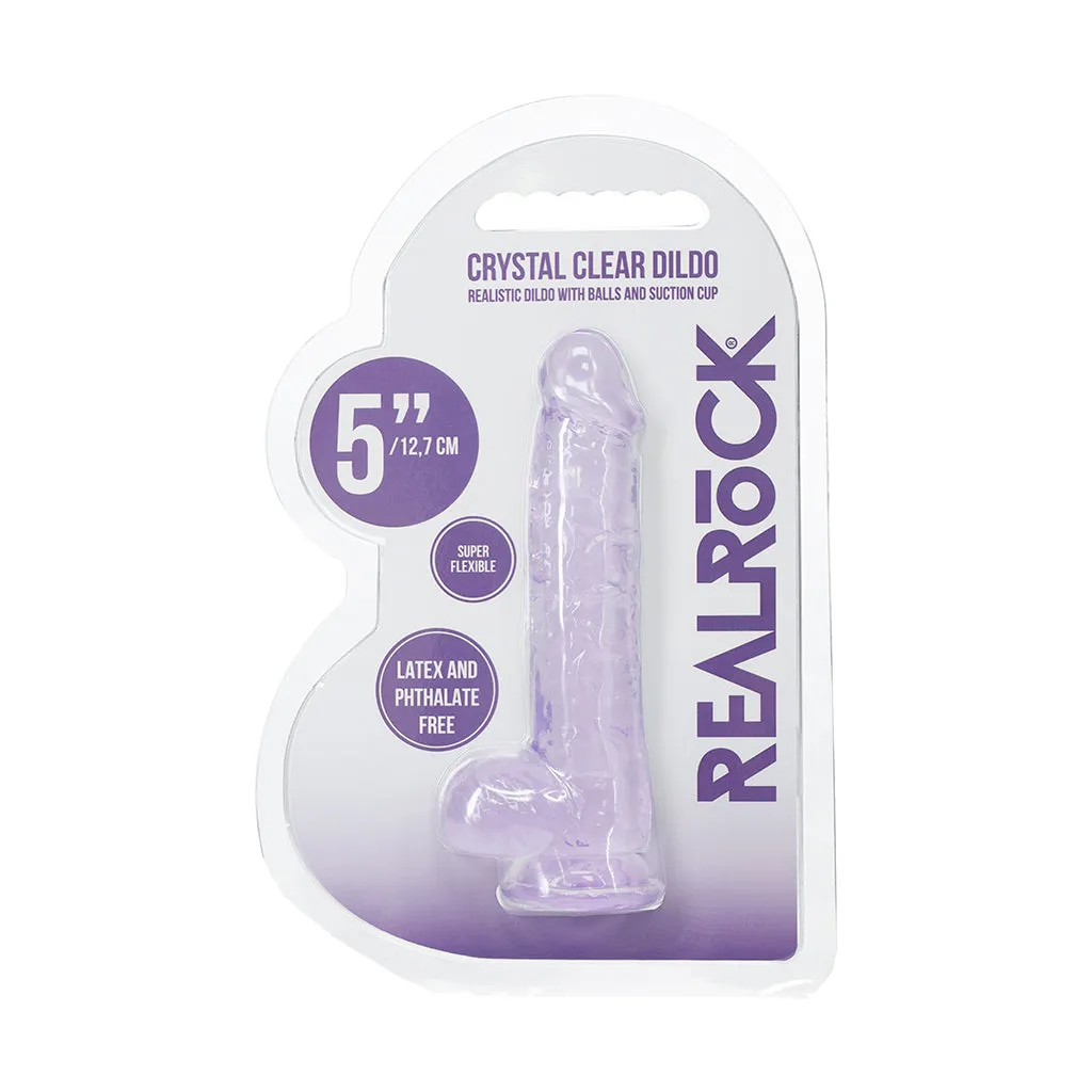 RealRock Realistic 5 in. Dildo with Balls in Purple