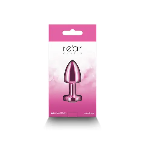 Rear Assets Petite Metal Anal Plug in Pink