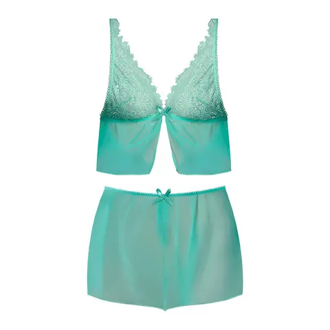Magic Silk Caribbean Crush Flutter Cami & Short Set Aqua Glow Queen Size