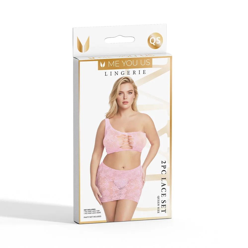 Me You Us Lace 2-Piece Set Pink Queen Size