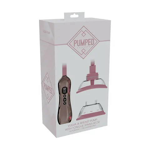 PUMPED Automatic Rechargeable Vulva & Breast Pump with Tongue Stimulator in Rose Gold