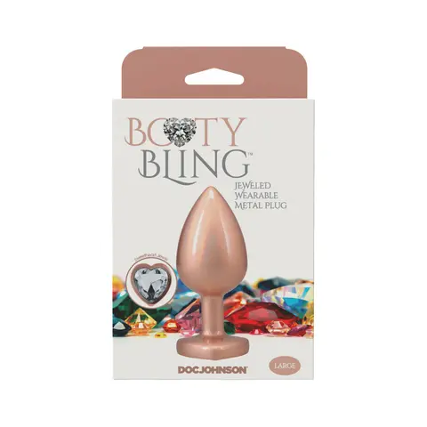 Booty Bling Heart Diamond Jeweled Metal Plug Gold Large