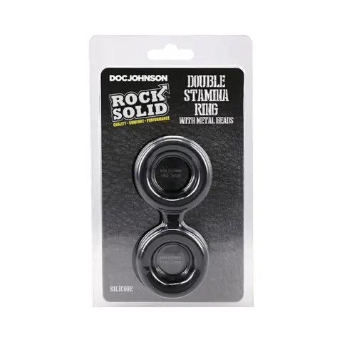 ROCK SOLID Silicone Double Stamina Ring with Metal Beads Black