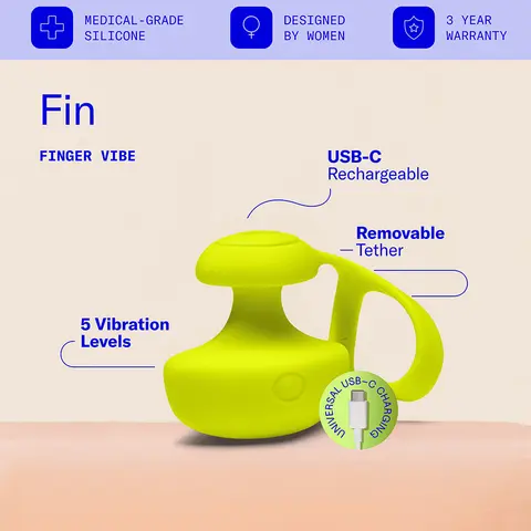 Dame Fin 2.0 Finger Vibrator Citrus