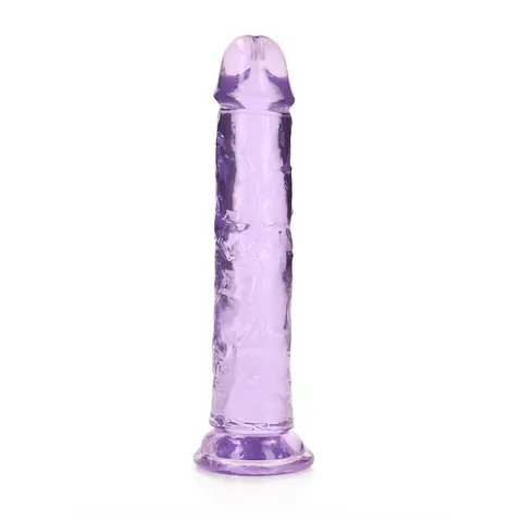 RealRock Crystal Clear Straight 7 in. Dildo Without Balls in Purple