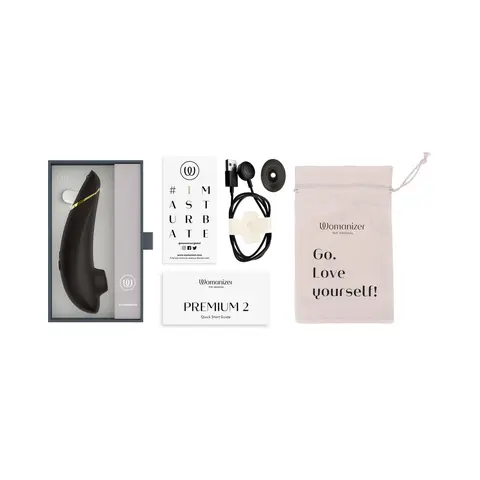 Womanizer Premium 2 Rechargeable Silicone Luxurious Pleasure Air Clitoral Stimulator in Black