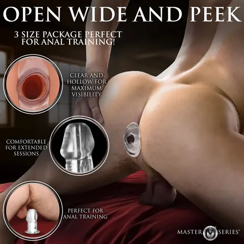 Master Series Dicked Clear Hollow Anal Plug Large