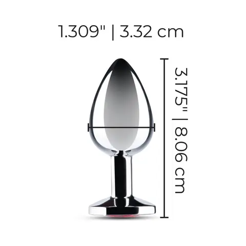 b-Vibe Essentials 3.25 in. Stainless Steel Jewel Butt Plug Red