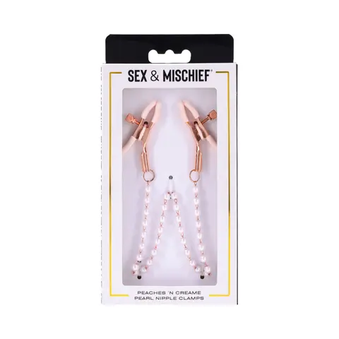 Sportsheets Sex & Mischief Peaches 'n CreaMe Pearl Nipple Clamps