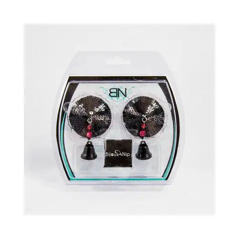 Bijoux de Nip Black Sequin Round Pasties with Bells