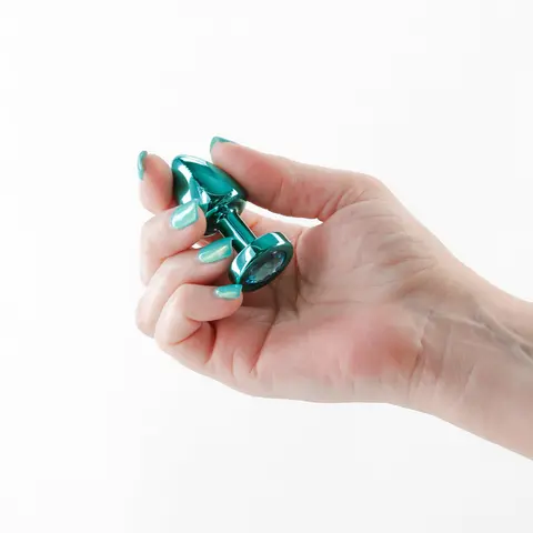 Rear Assets Petite Metal Anal Plug in Teal