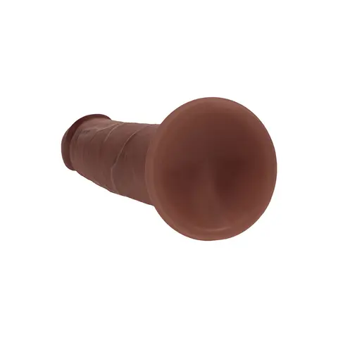 Realrock Sliding Skin Dual Density Silicone Dildo 6 in. in Brown