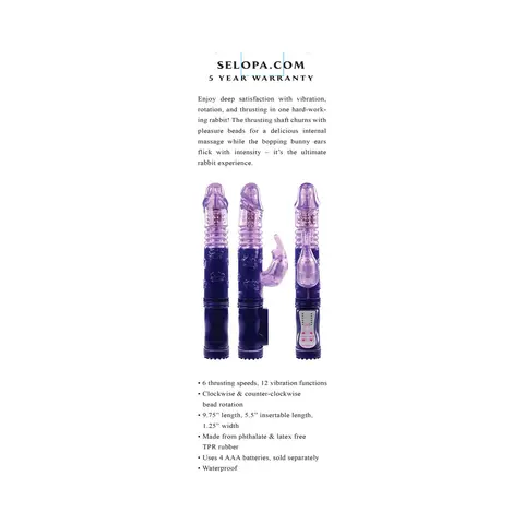 Selopa Bunny Thruster Thrusting Rabbit Vibrator Purple