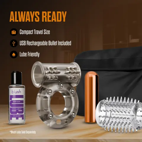 Stay Hard Vibrating Cock Ring Set with Sleeve 3