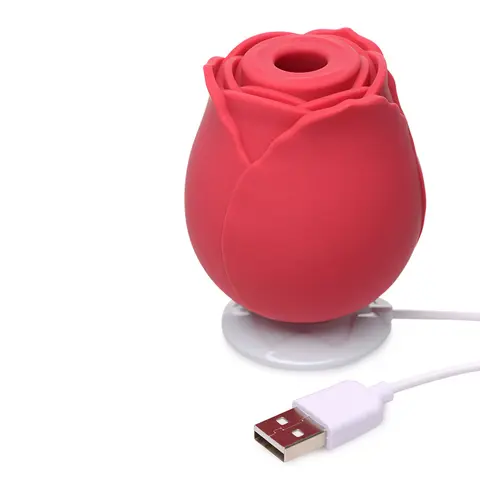 Bloomgasm 10X Wild Rose Silicone Suction Clit Stimulator in Red