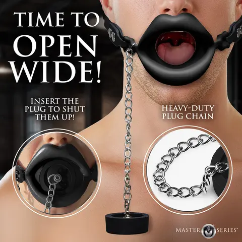 Master Series Plugged Silicone Feeding Gag Black