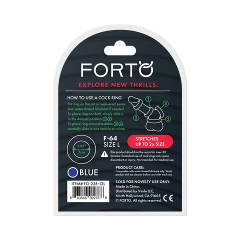 Forto F-64 Wide Liquid Silicone Cockring Large in Blue