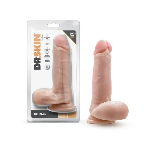 Dr. Skin Dr. Paul 7.25 in. Dildo with Balls in Beige