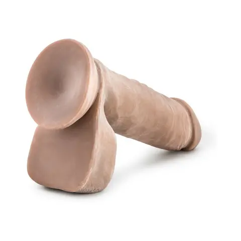Au Naturel 8 in. Posable Dual Density Dildo with Balls Tan