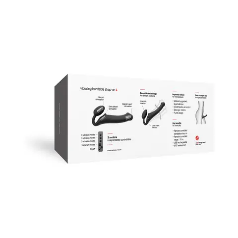 Strap-On-Me Rechargeable Remote-Controlled Silicone Vibrating Bendable Strap-On Purple M in Black