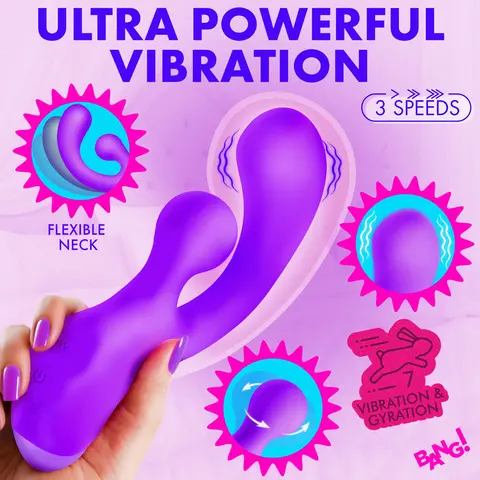 BANG! Gyro Rabbit Silicone Vibrator in Purple