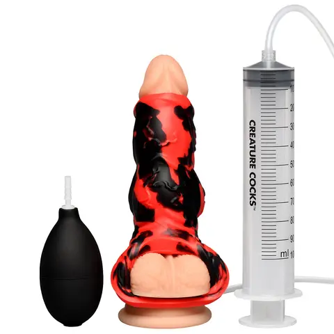 Creature Cocks Hell Hound Squirting Silicone Penis Enhancer Red