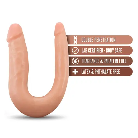 Dr. Skin Mini Double Dong Realistic 12 in. Dual-Ended Dildo in Beige