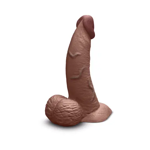 b-Vibe Slipskin Realistic Silicone Dildo 6.5 in. Curved in Brown