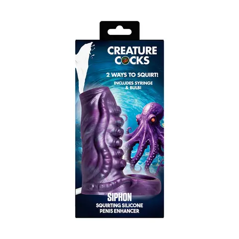 Creature Cocks Siphon Tentacle Squirting Silicone Penis Enhancer in Purple