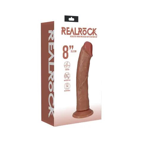 RealRock 8 in. Vibrating Cock Regular Curved in Tan