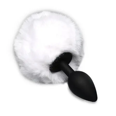 Tailz Fluffy Bunny Tail Silicone Plug in White