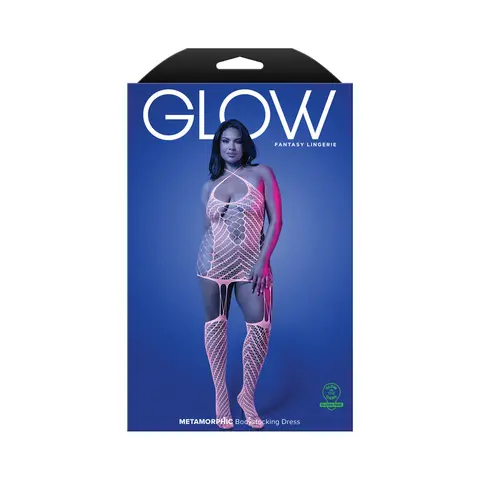 Fantasy Lingerie Glow Metamorphic Glow-in-the-Dark Bodystocking Dress Queen Size