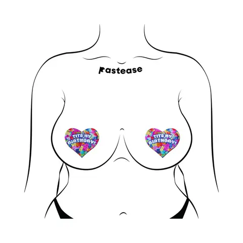 Pastease Tits My Birthday! Heart Breast Pasties with Confetti