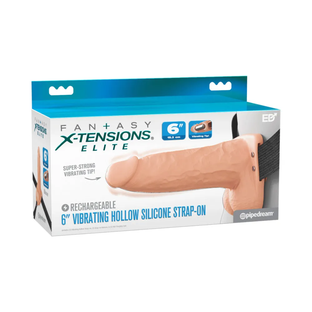 Fantasy X-Tensions Elite Vibrating Hollow Silicone Strap-On 6 in. in Light
