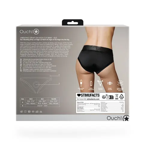Ouch! Vibrating Strap-on High-cut Brief Black XS/S