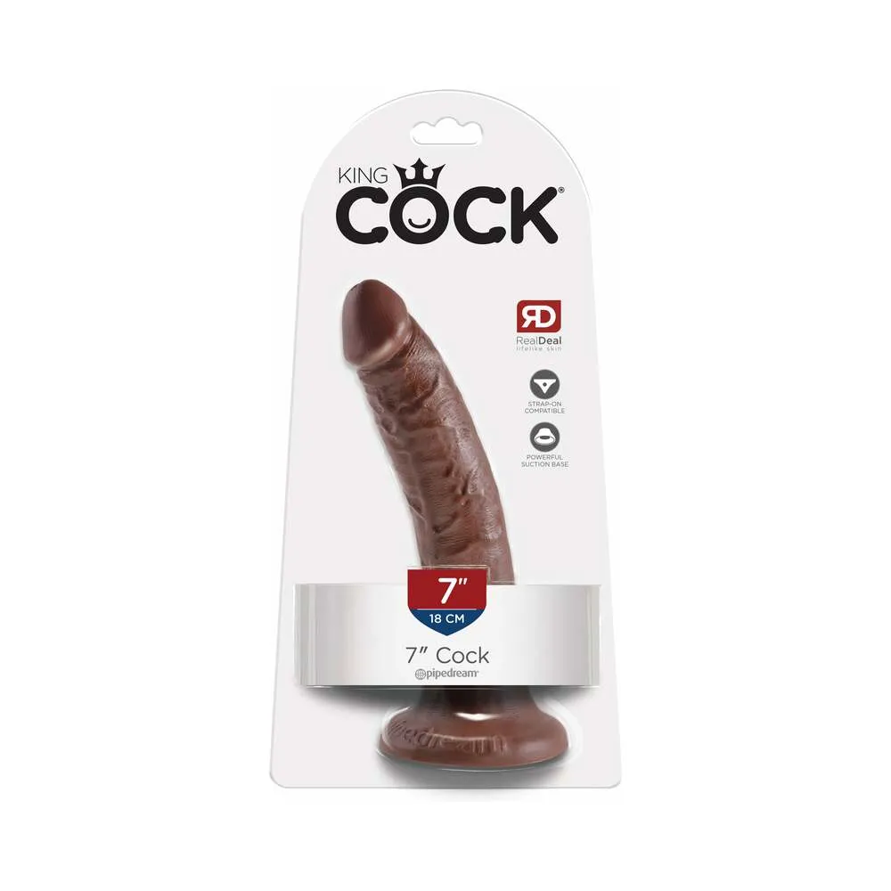 King Cock 7 in. Cock Realistic Dildo With Suction Cup in Brown