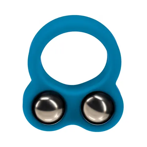 LEVELZ Liquid Silicone Double Weighted Ball Cock Ring in Teal