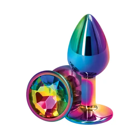 Rear Assets Metal Anal Plug Small in Multicolor/Rainbow