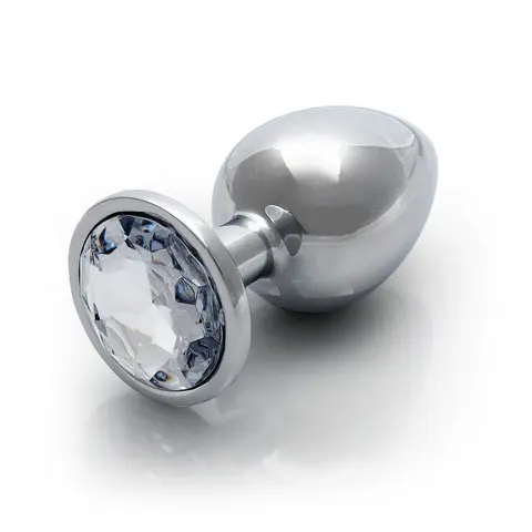 Ouch! Round Gem Butt Plug Large Silver/Diamond