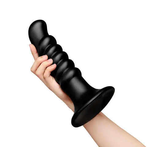 b-Vibe Krush 9.5 in. Curved & Ribbed Dildo with Suction Cup