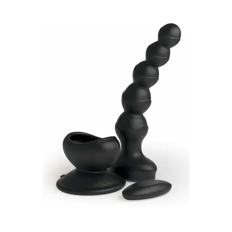 3Some Wall Banger Vibrating Anal Beads With Suction Cup Black