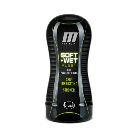 M for Men Soft + Wet Pussy with Pleasure Ridges Self-Lubricating Vagina Stroker Beige