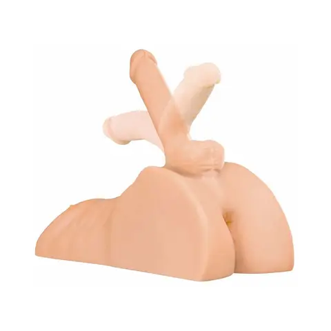 PDX Plus Perfect Ride Anal Masturbator With 6 in. Posable Dildo in Beige
