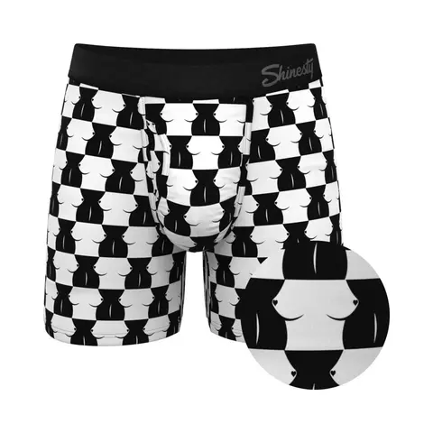 Shinesty The Chest Mate Checkered Ball Hammock Pouch Underwear with Fly 2XL