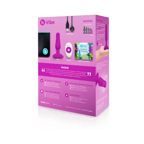 b-Vibe Novice Rechargeable Remote-Controlled Vibrating Silicone Anal Plug in Fuchsia